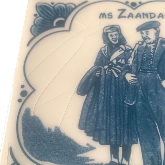 Vintage Holland America Line Delft Ms Zaandam Ceramic Tile Coaster Cruise - Picture 2 of 7